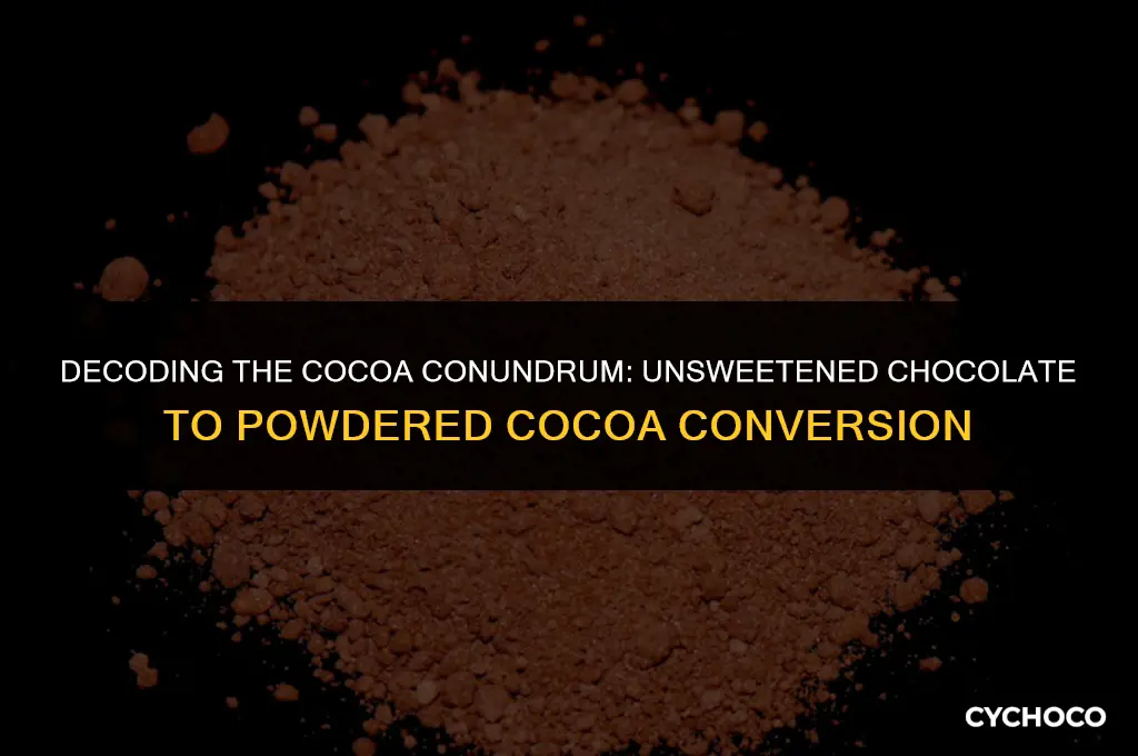 how much powdered cocoa equals 4 ounces of unsweetened chocolate
