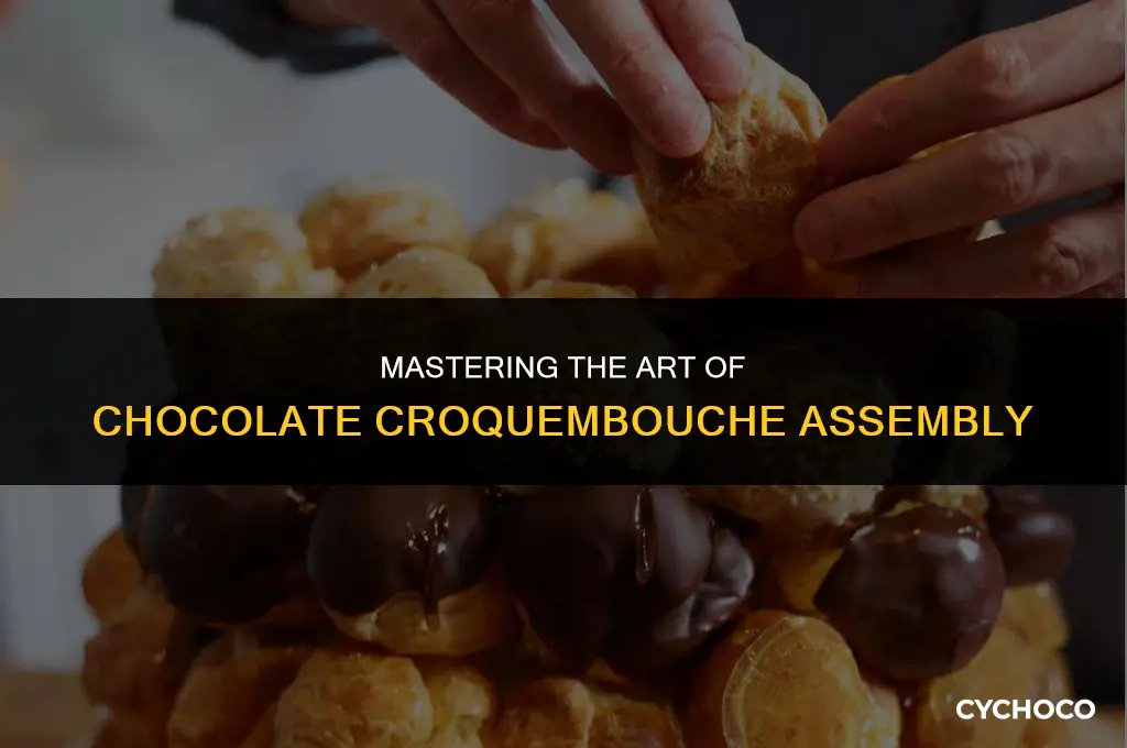 how to assemble a chocolate croquembouche