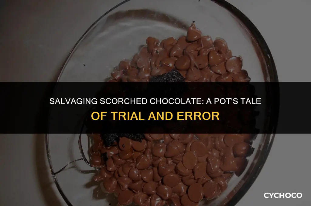 how to get scorched chocolate out of a pot