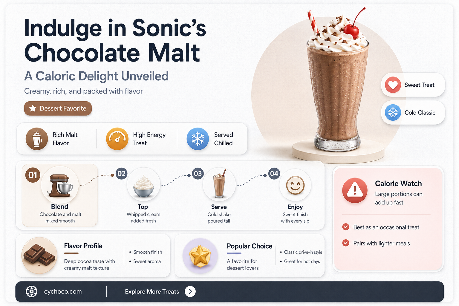 how many calories in a sonic chocolate malt