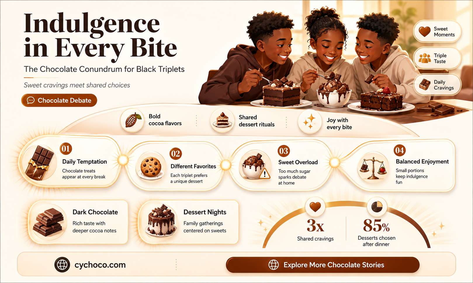 have black triplets too much chocolate