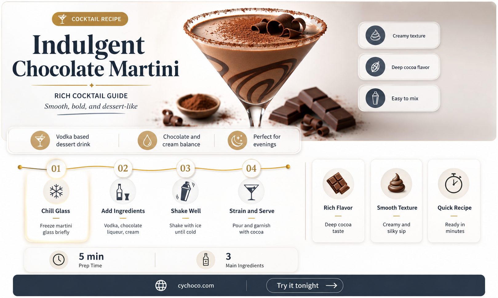 how many shots in a chocolate martini