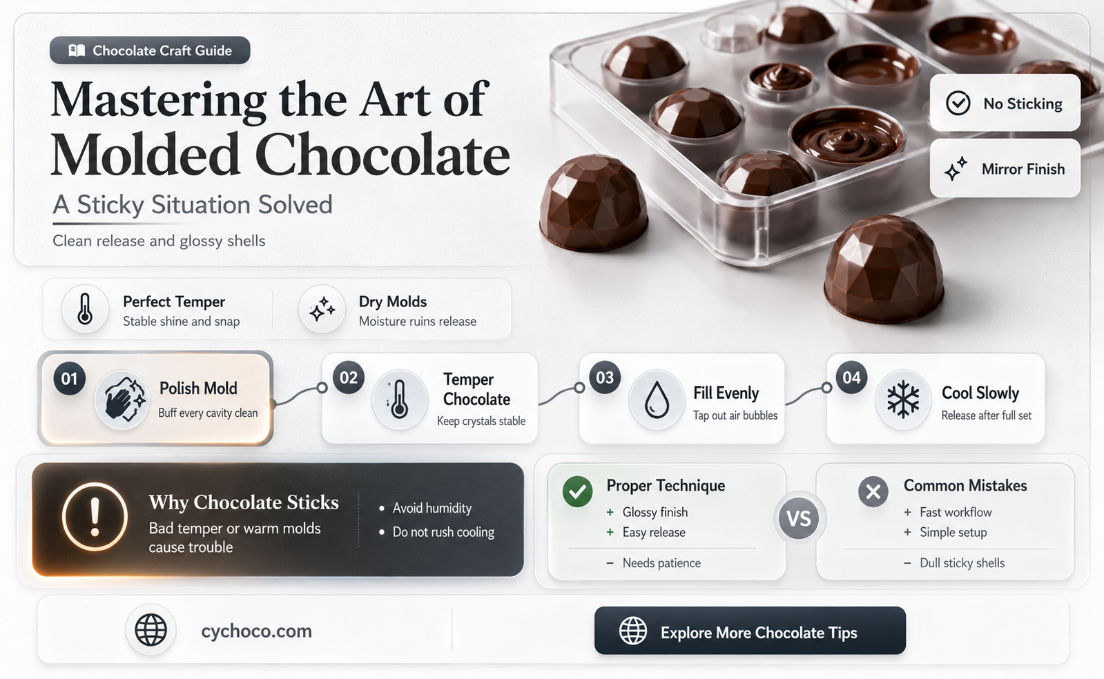 how to get molded chocolate to sick together