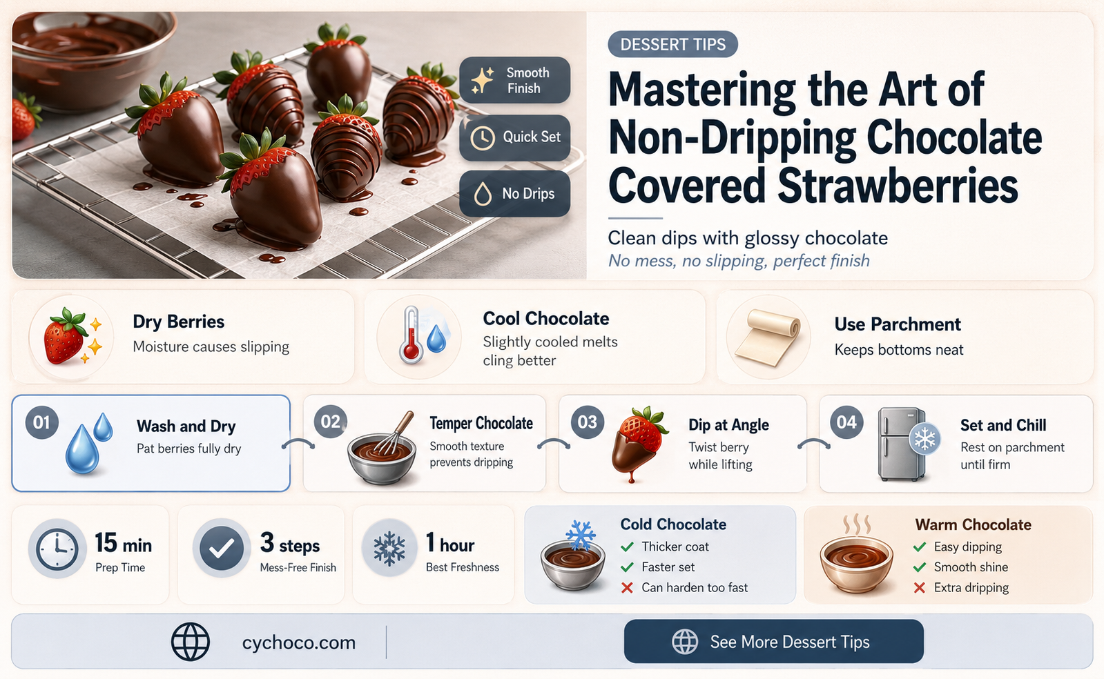 how to keep chocolate covered strawberries from dripping