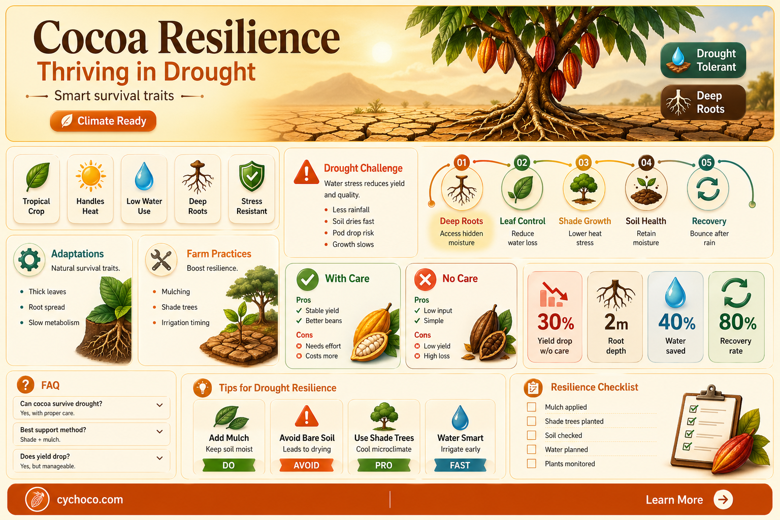 can cocoa beans grow in a drought