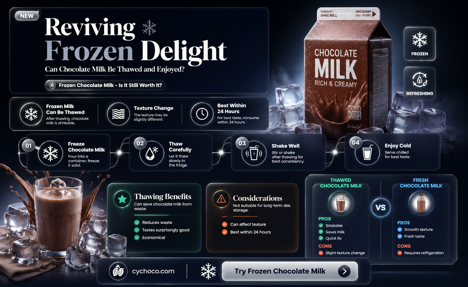 can frozen chocolate milk be thawed and used