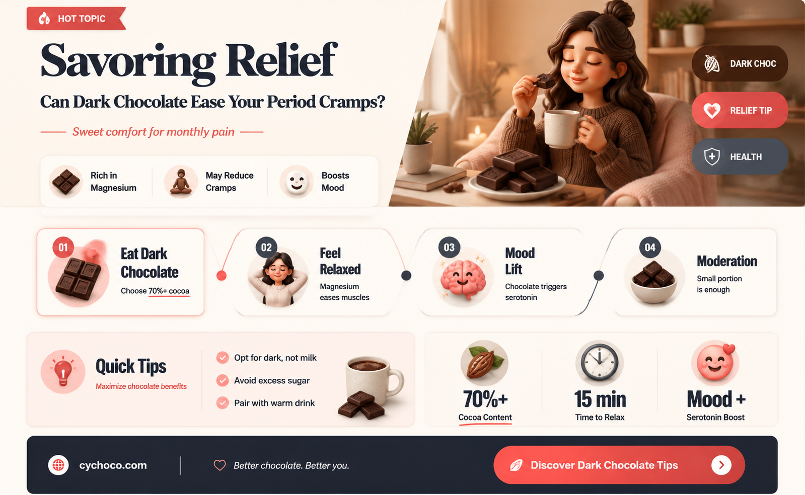 does dark chocolate help with period cramps