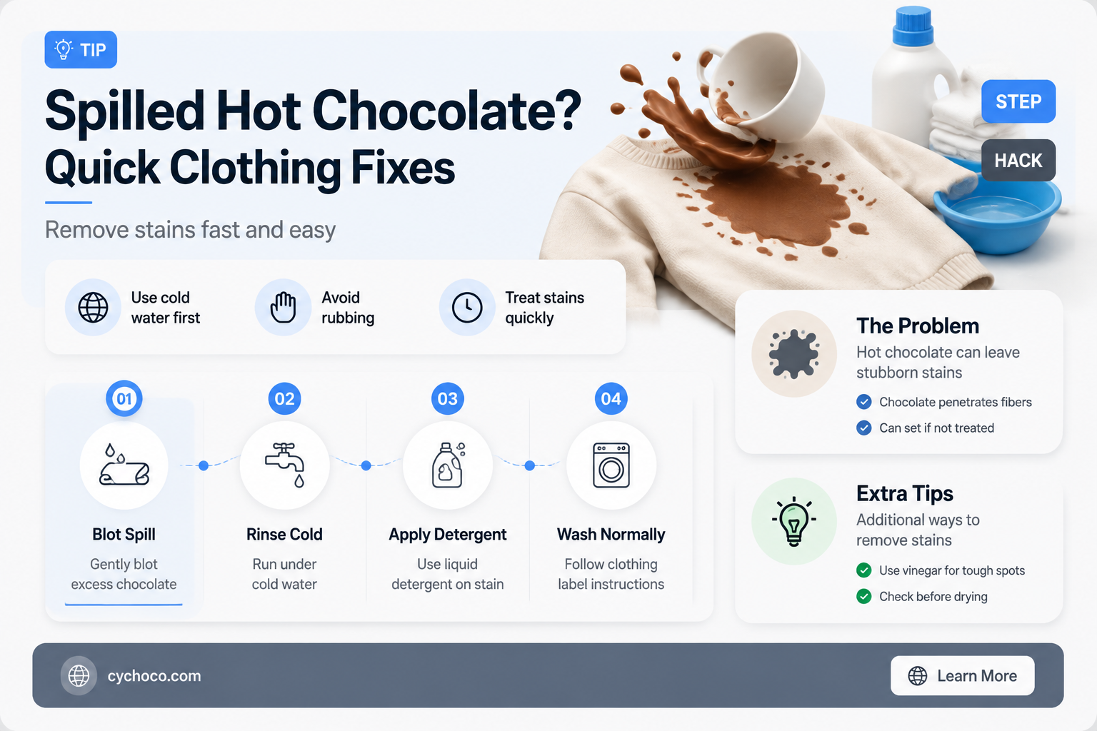 how do you get hot chocolate out of clothes