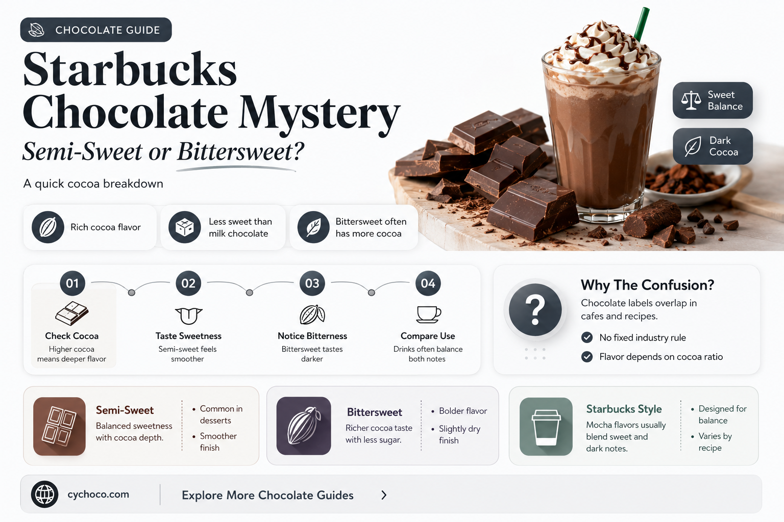 does starbucks use semi sweet or bittersweet chocolate