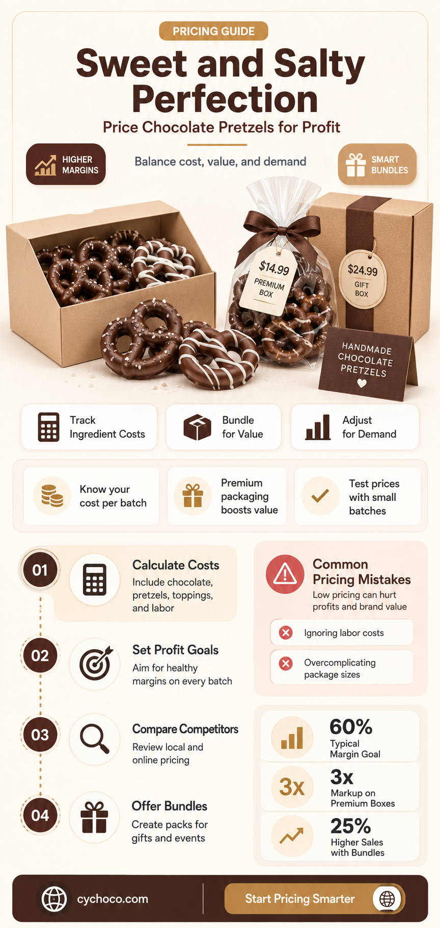 how to price chocolate covered pretzels
