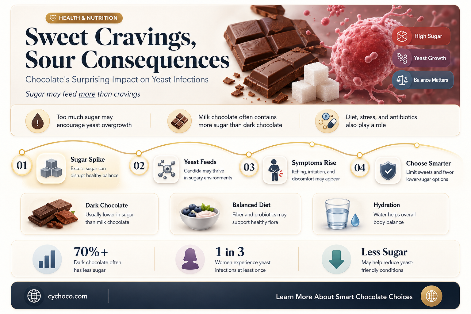 does eating too much chocolate cause yeast infections