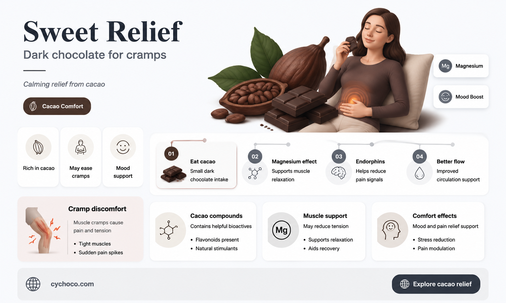 why does dark chocolate help with cramps