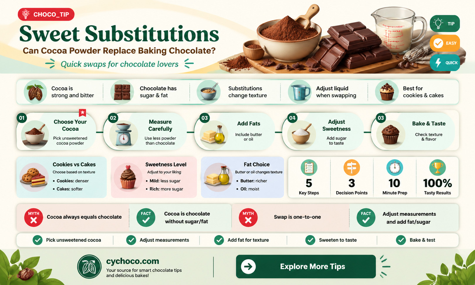 can i substitute cocoa powder for baking chocolate