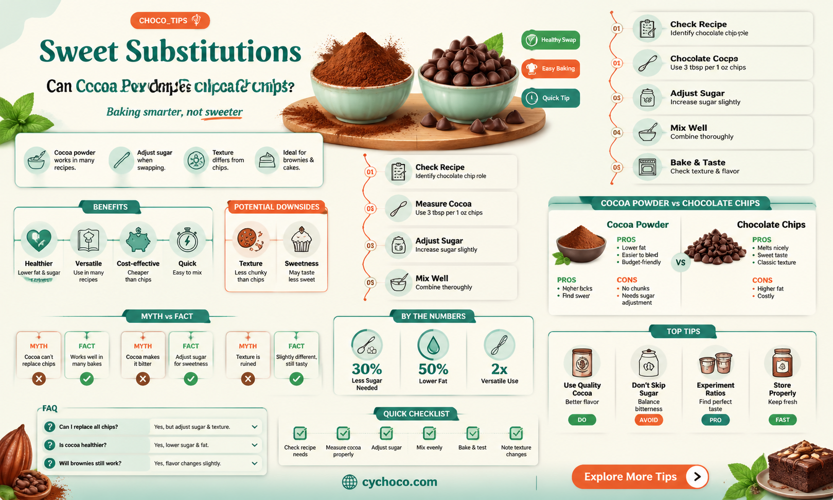 can i use cocoa instead of chocolate chips
