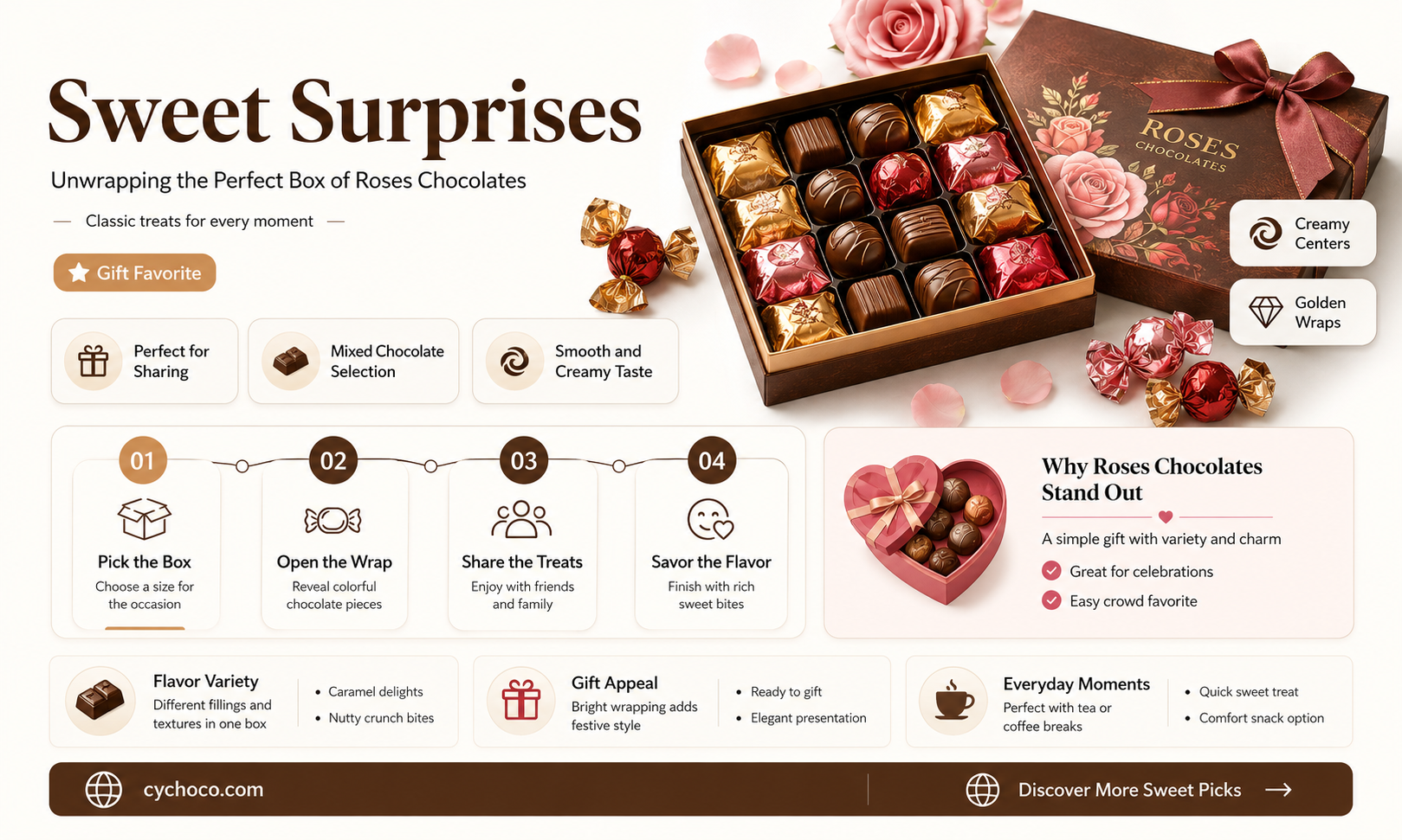 how many roses chocolates in a box