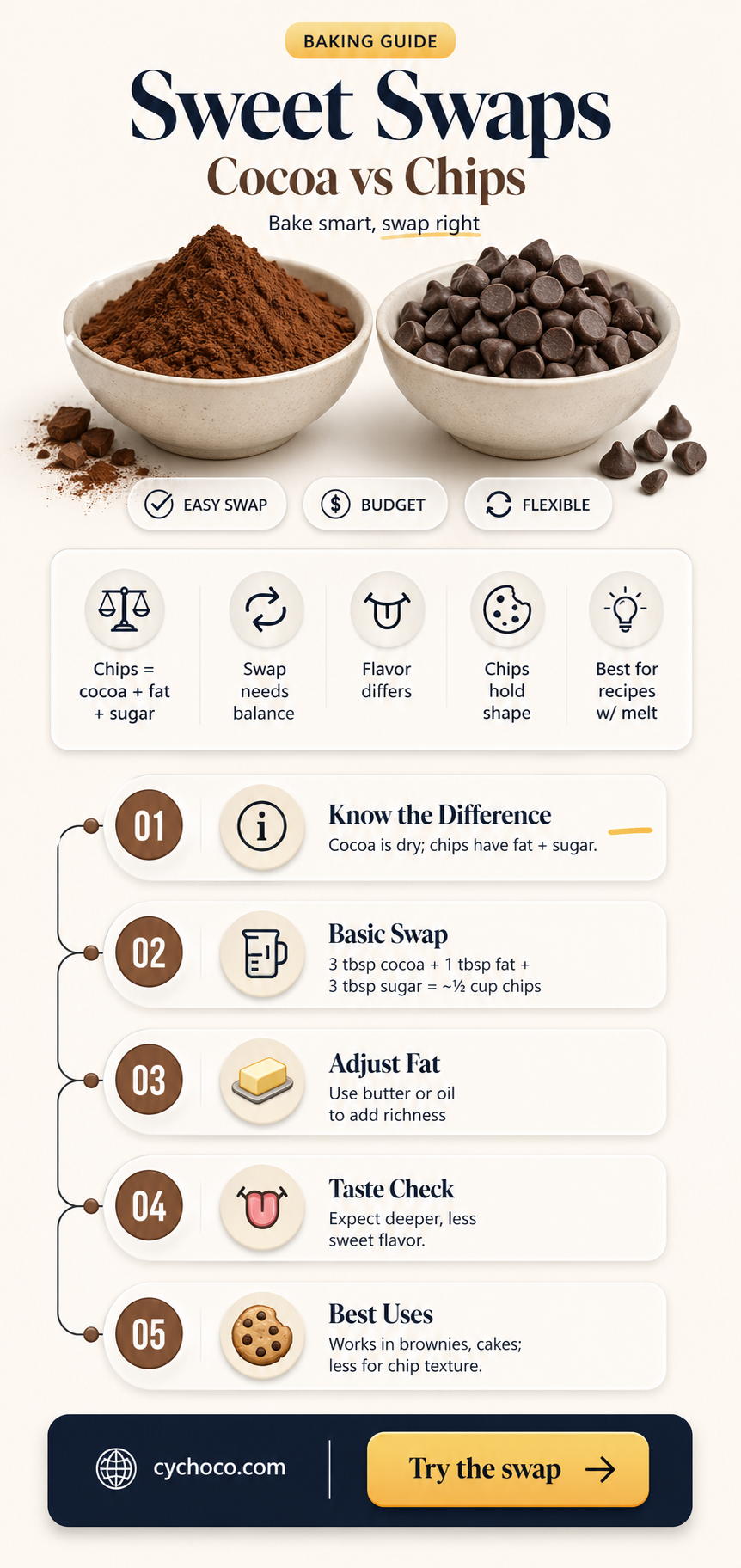 can you substitute cocoa for semi sweet chocolate chips
