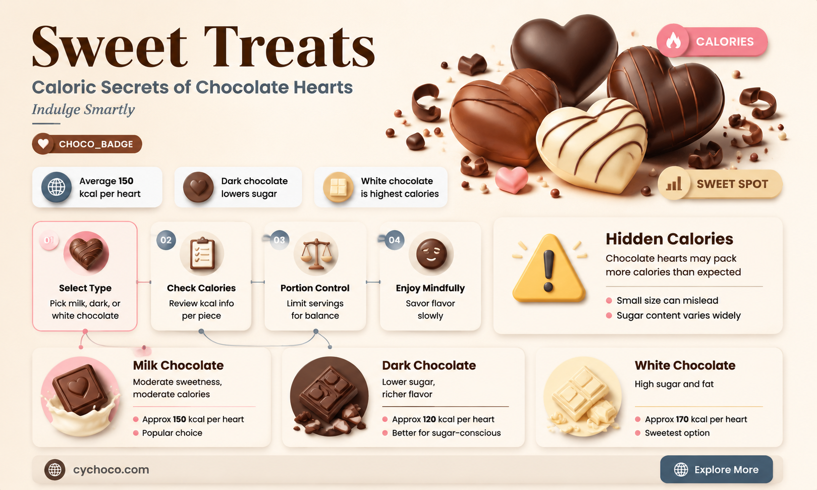 how many calories in a small chocolate heart