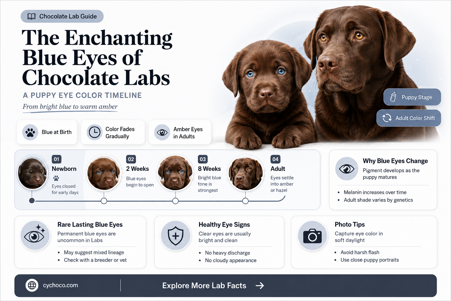 how long do chocolate labs eyes stay blue
