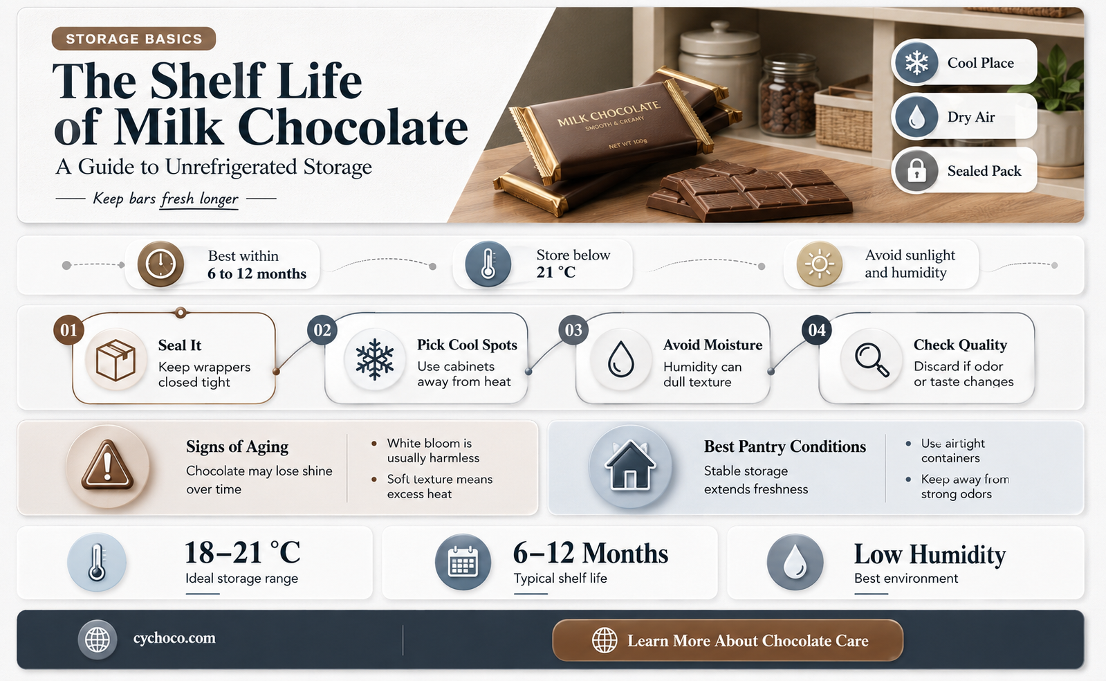 how long does milk chocolate last unrefrigerated