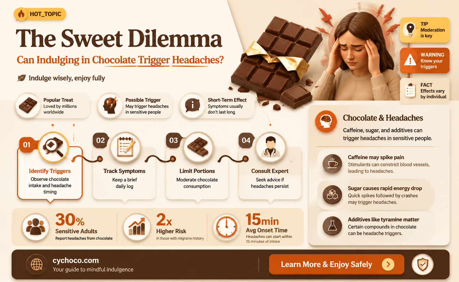 does eating too much chocolate cause headaches