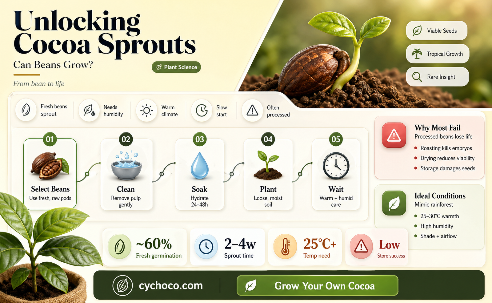 can cocoa beans be sprouted