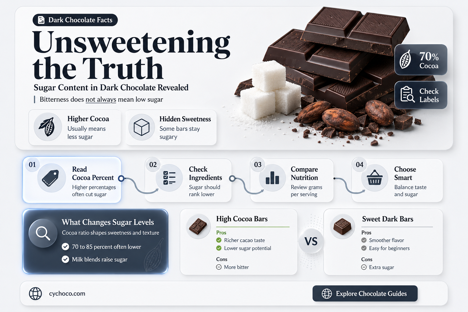 how much sugar is in dark chocolate