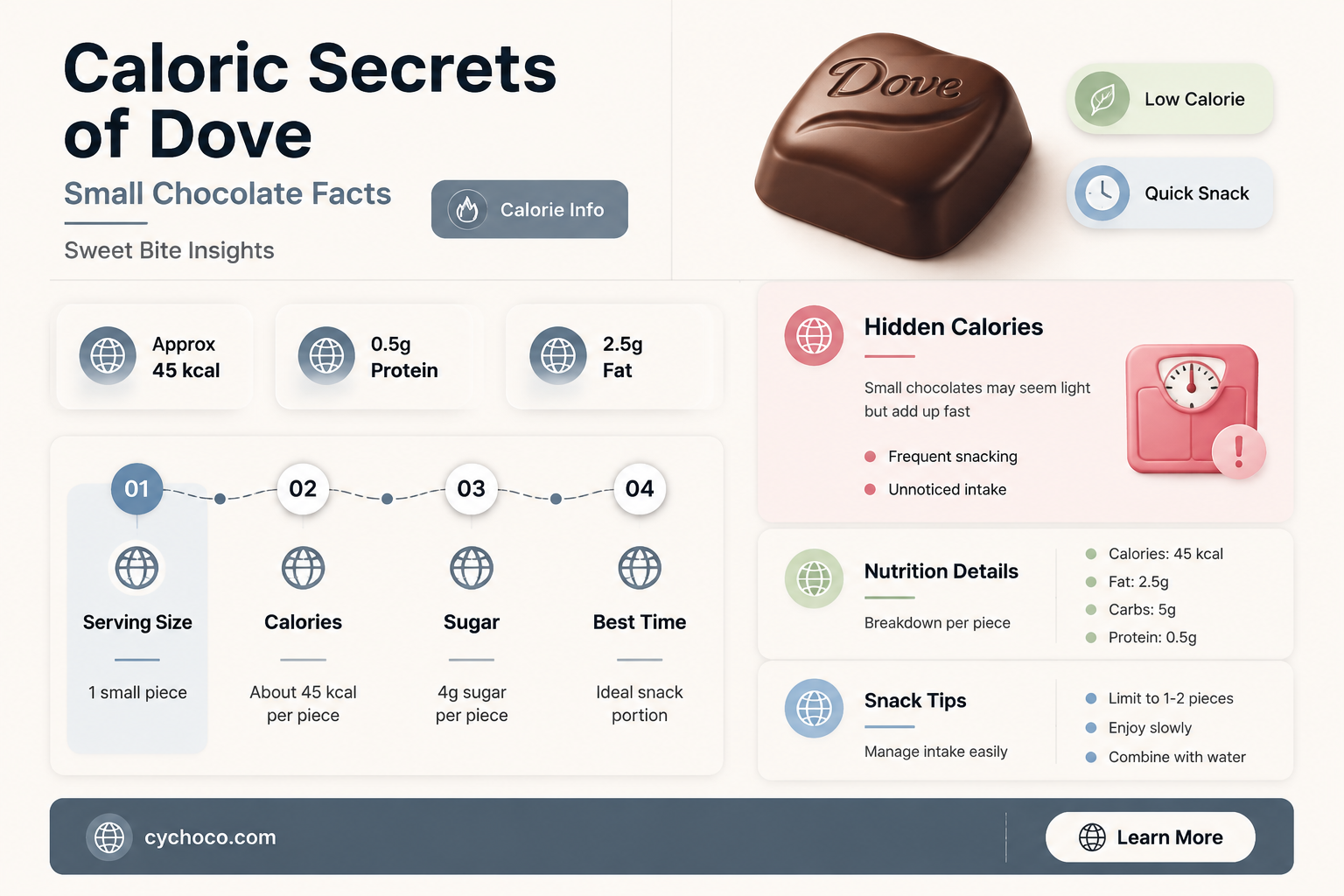 how many calories in a small dove chocolate