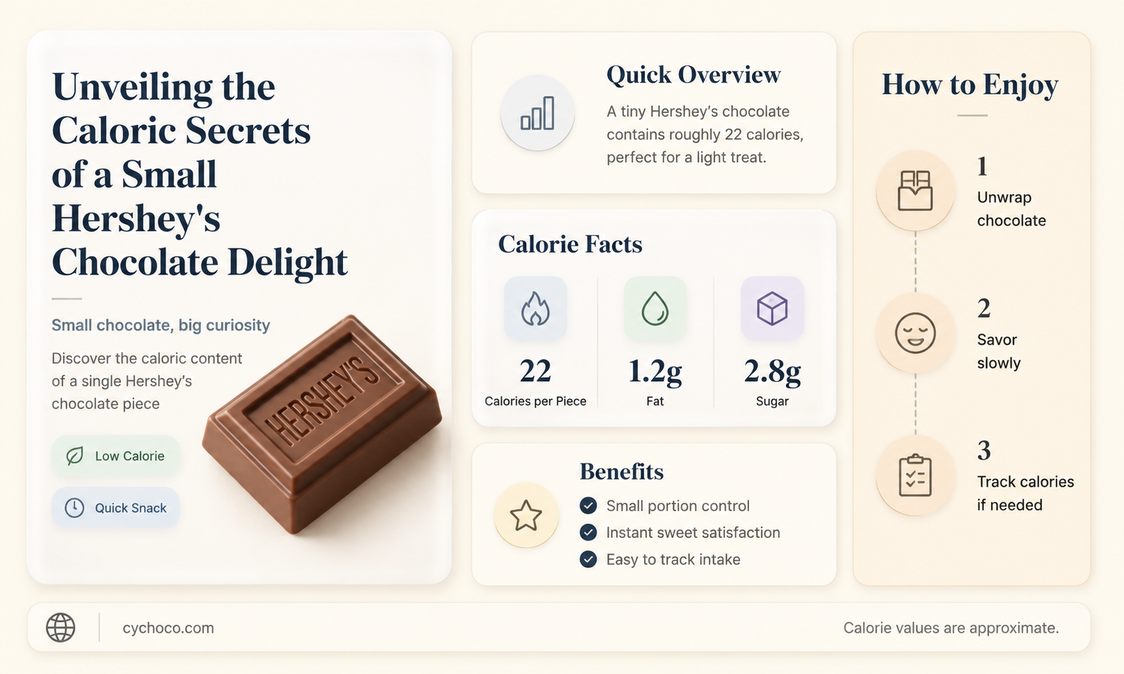 how many calories in a small hershey chocolate