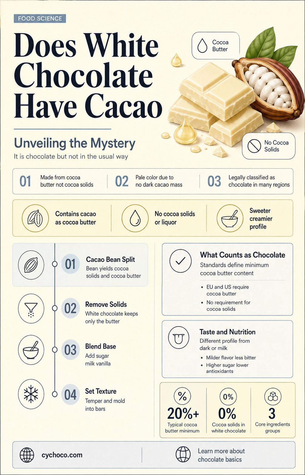 does white chocolate have cacao