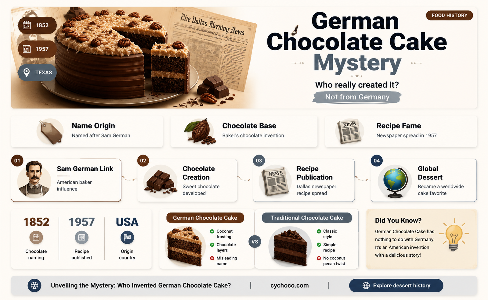 who invented german chocolate cake