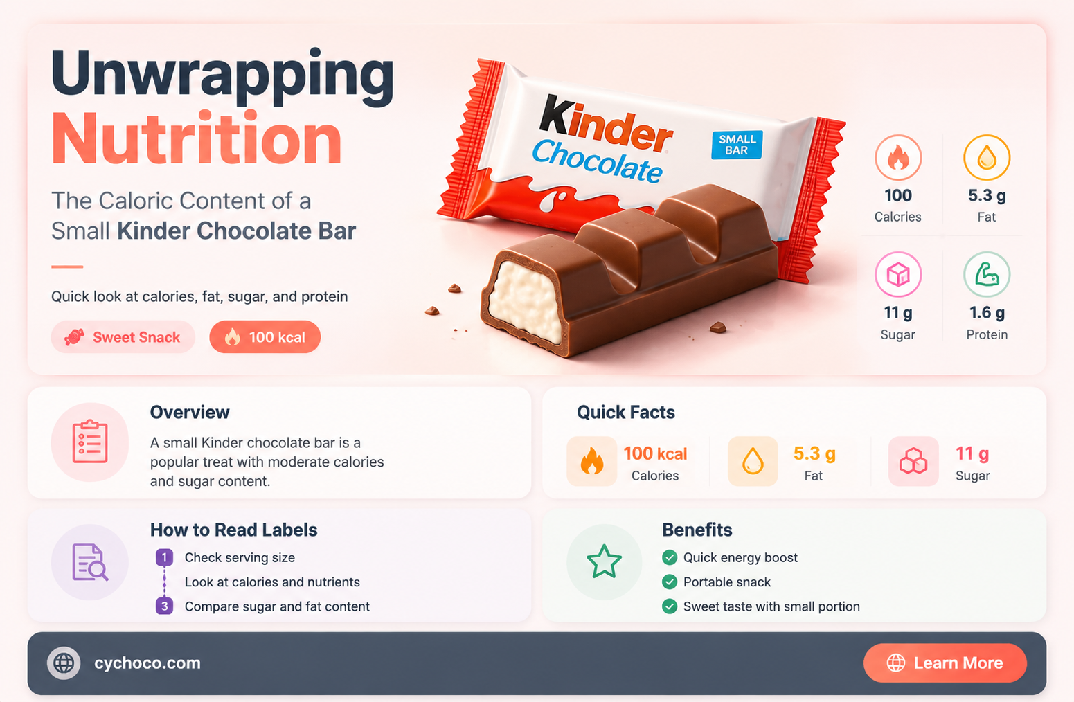 how many calories in a small kinder chocolate bar